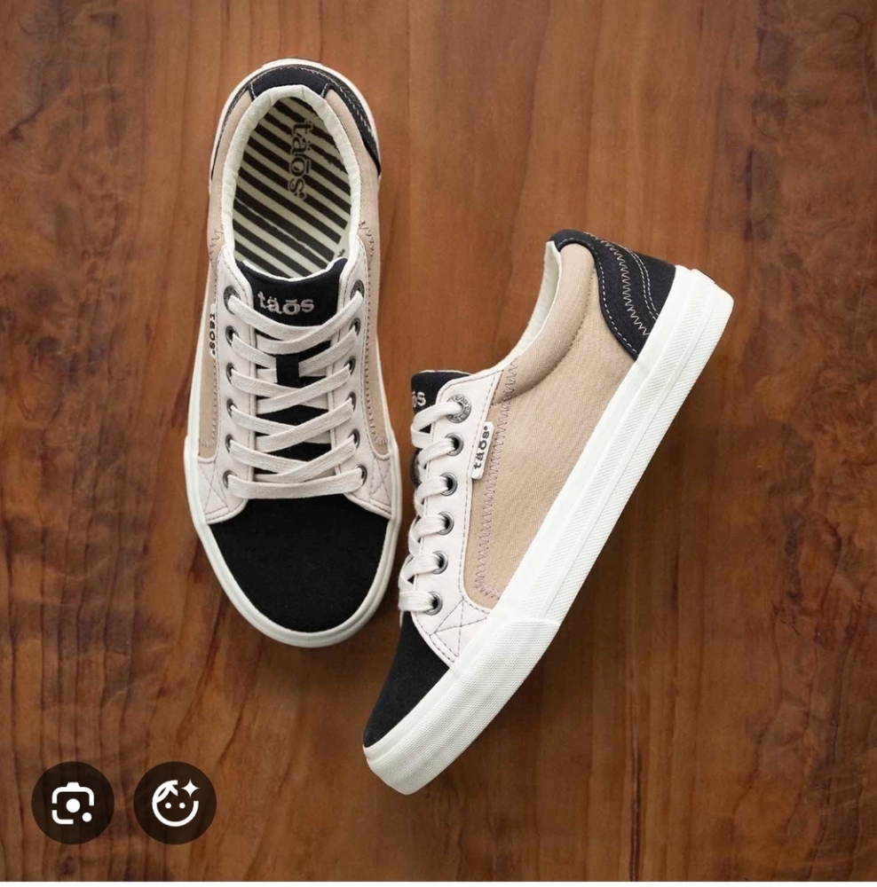 Taos Plim Soul Sneaker Womans 8.5W EUC No Flaws Tan Black Zebra Insole